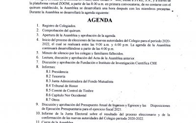 CONVOCATORIA ASAMBLEA  GENERAL  ORDINARIA 13 DE NOVIEMBRE 2020