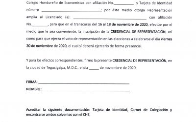 Credencial de Representación para Elecciones 2020-2022