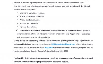 Instructivo para ejercer el Voto Electrónico para Elecciones 2020-2022