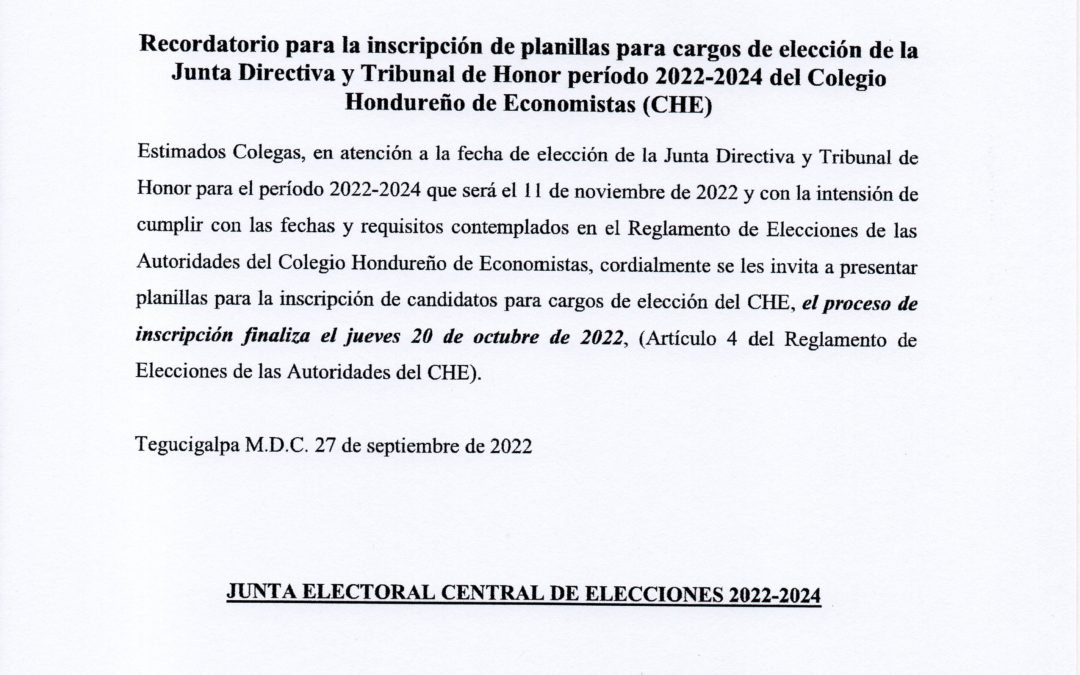 COMUNICADO No.4 de la Junta Electoral 2022