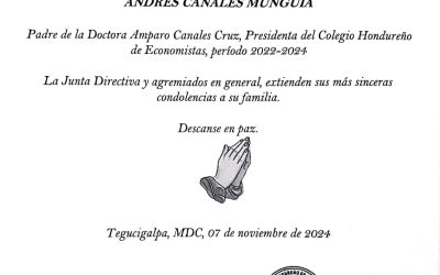 La Junta Directiva y agremiados en general, extienden sus más sinceras condolencias a su familia.