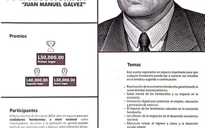 El Banco Central de Honduras (BCH) le invita a participar en el Premio a la Investigación Socioeconómica Doctor Juan Manuel Gálvez.
