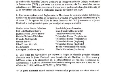 Convocatoria a Elecciones del CHE 2026